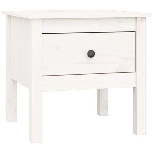 Sidebord 50x50x49 cm massivt fyrretræ hvid