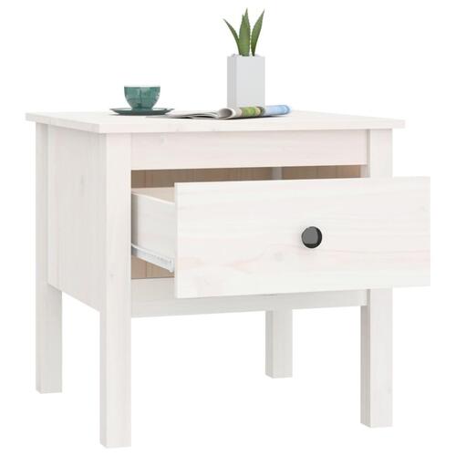 Sidebord 50x50x49 cm massivt fyrretræ hvid