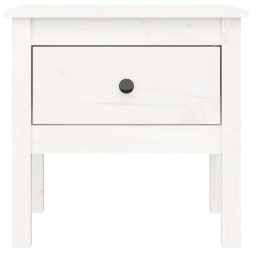 Sidebord 50x50x49 cm massivt fyrretræ hvid