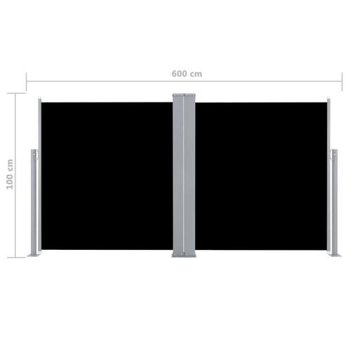 Sammenrullelig sidemarkise 100 x 600 cm sort