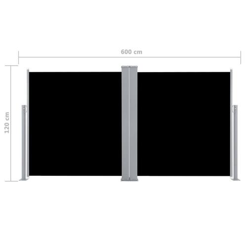 Sammenrullelig sidemarkise 120 x 600 cm sort