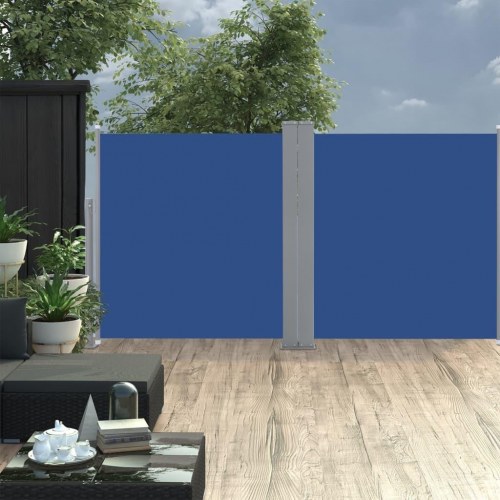 Sammenrullelig sidemarkise 120 x 600 cm blå