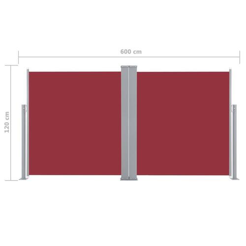 Sammenrullelig sidemarkise 120 x 600 cm red