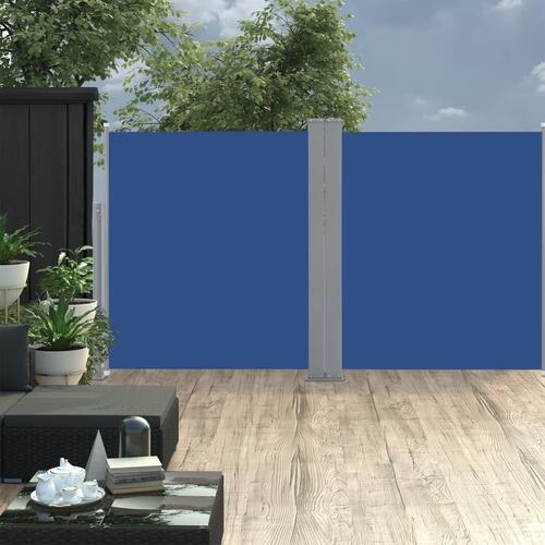 Sammenrullelig sidemarkise 140 x 600 cm blå