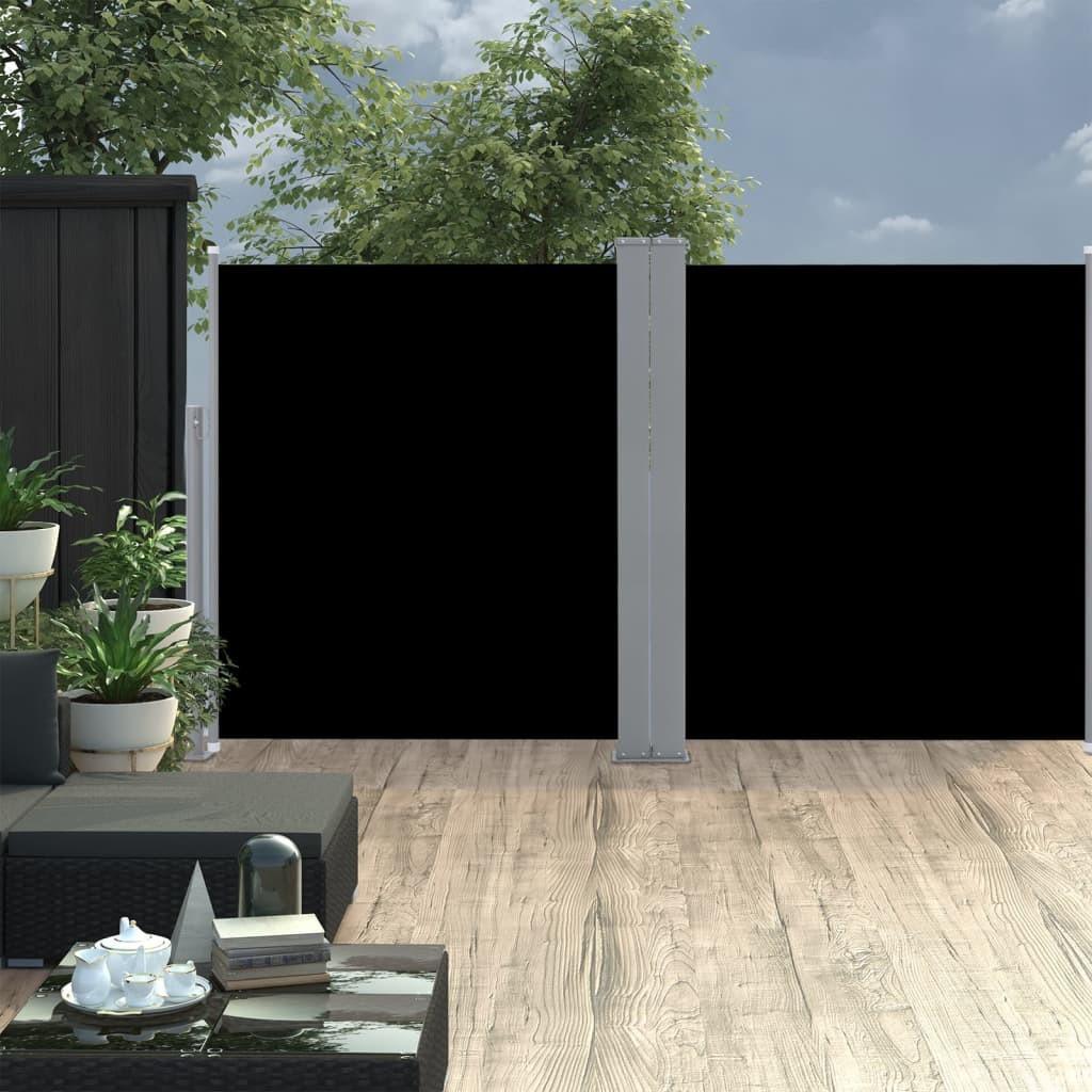 Dobbelt sidemarkise til terrassen 170 x 600 cm sort