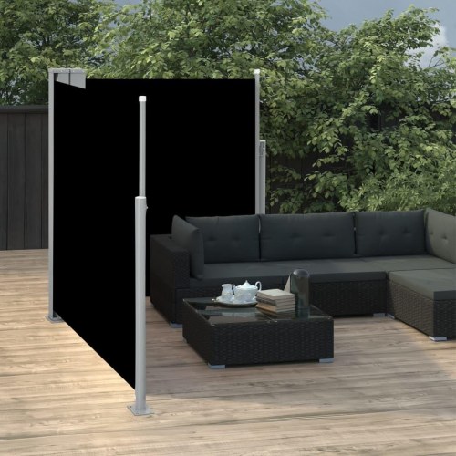 Dobbelt sidemarkise til terrassen 170 x 600 cm sort