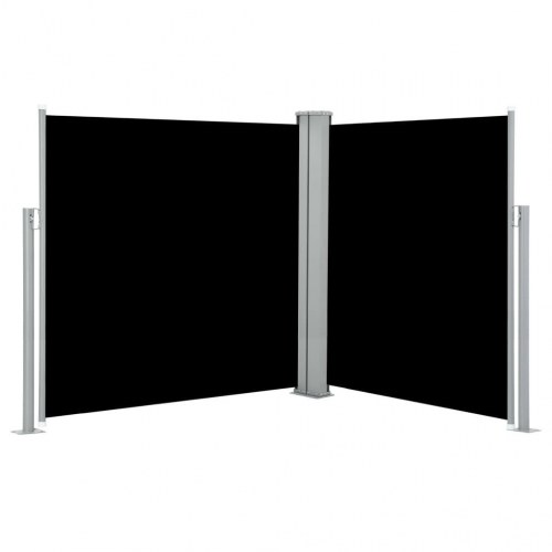Dobbelt sidemarkise til terrassen 170 x 600 cm sort