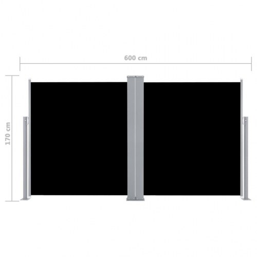 Dobbelt sidemarkise til terrassen 170 x 600 cm sort