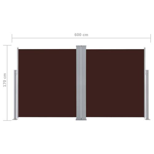 Sammenrullelig sidemarkise 170 x 600 cm brun