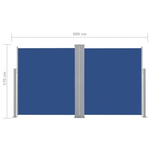 Sammenrullelig sidemarkise 170 x 600 cm blå
