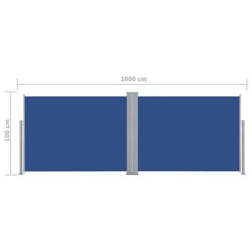 Sammenrullelig sidemarkise 100 x 1000 cm blå