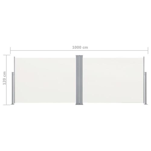 Sammenrullelig sidemarkise 120 x 1000 cm cremefarvet