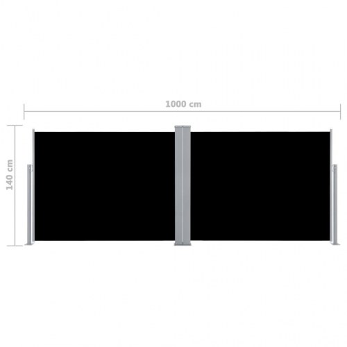 Sammenrullelig sidemarkise 140 × 1.000 cm - sort
