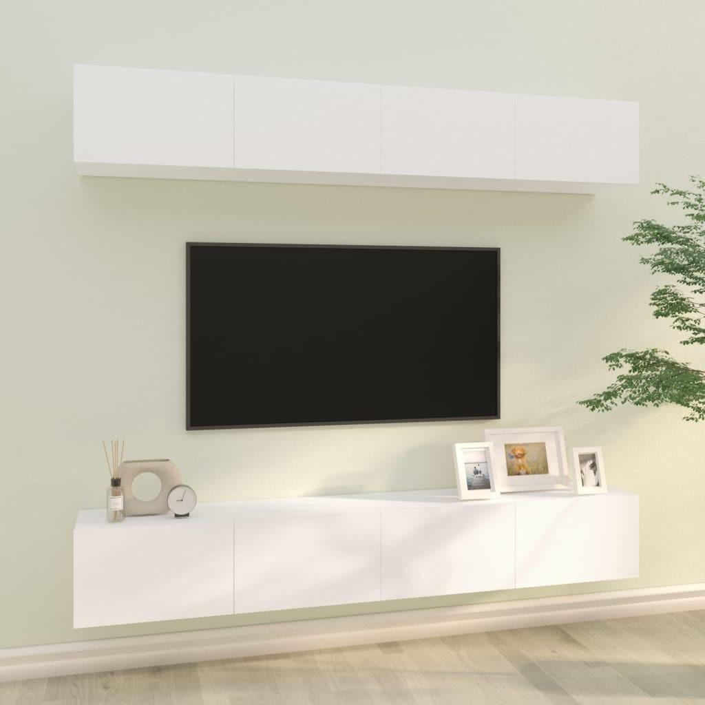 Væghængte tv-skabe 4 stk. 100x30x30 cm hvid