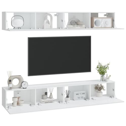 Væghængte tv-skabe 4 stk. 100x30x30 cm hvid