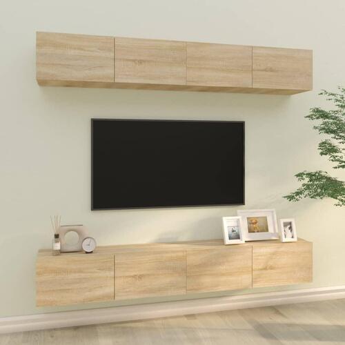Væghængte tv-skabe 4 stk. 100x30x30 cm sonoma-eg