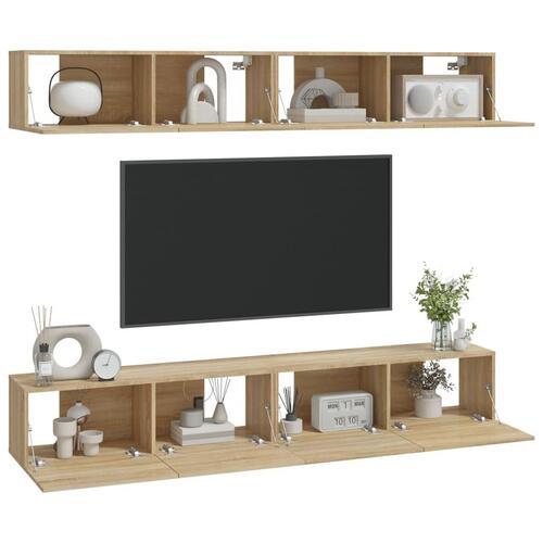 Væghængte tv-skabe 4 stk. 100x30x30 cm sonoma-eg