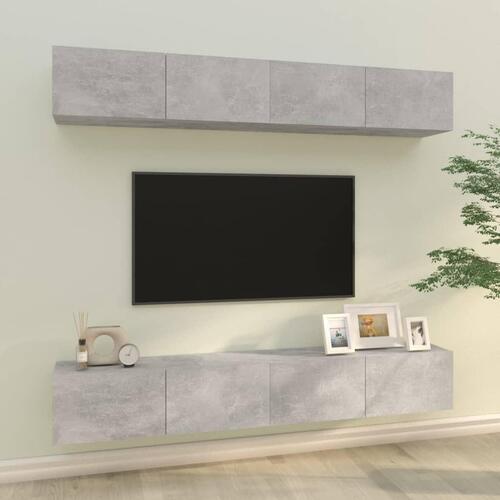 Væghængte tv-skabe 4 stk. 100x30x30 cm betongrå