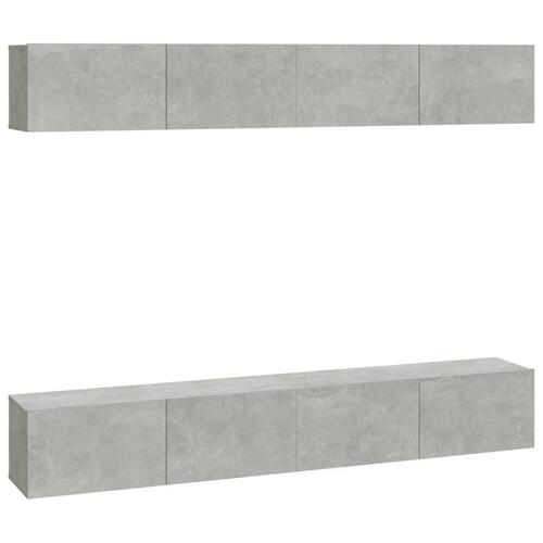 Væghængte tv-skabe 4 stk. 100x30x30 cm betongrå
