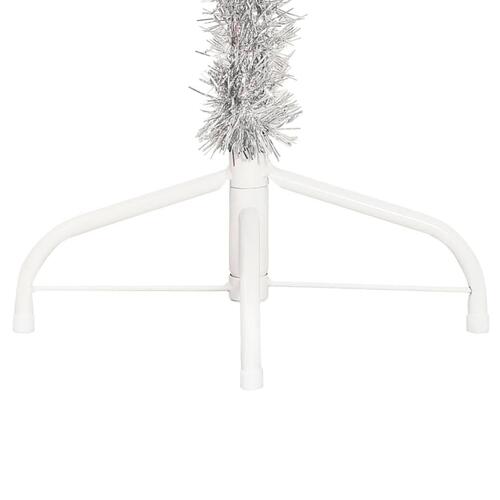Kunstigt halvt juletræ med juletræsfod 150 cm PVC sølvfarvet