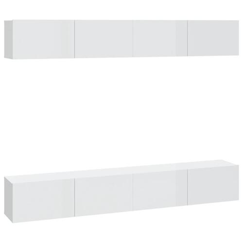 Væghængte tv-skabe 4 stk. 100x30x30 cm hvid højglans