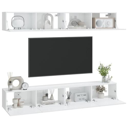 Væghængte tv-skabe 4 stk. 100x30x30 cm hvid højglans