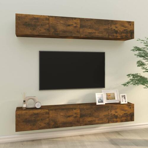 Væghængte tv-skabe 4 stk. 100x30x30 cm røget egetræsfinish