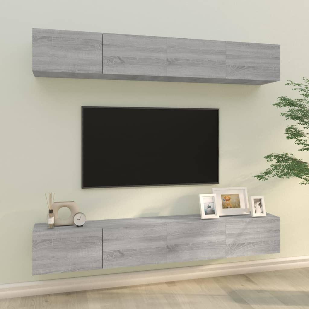 Væghængte tv-skabe 4 stk. 100x30x30 cm grå sonoma-eg