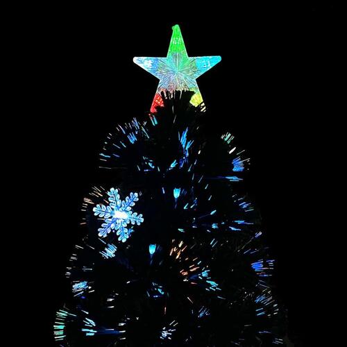 Juletræ med LED-snefnug 150 cm fiberoptik sort