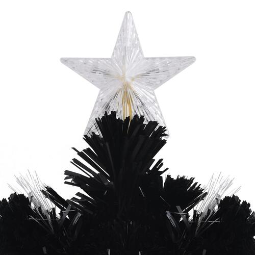 Juletræ med LED-snefnug 150 cm fiberoptik sort