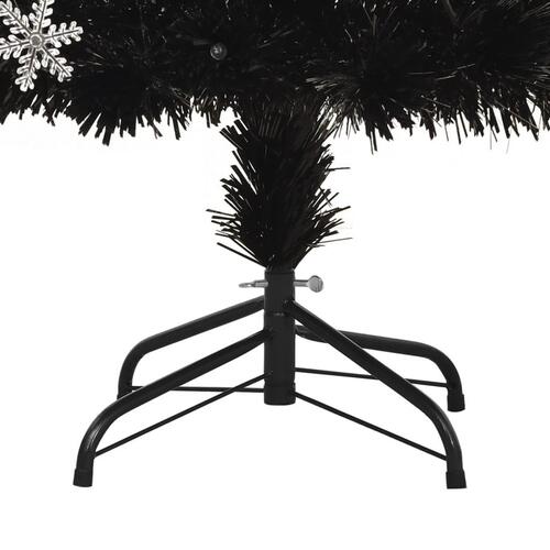 Juletræ med LED-snefnug 150 cm fiberoptik sort