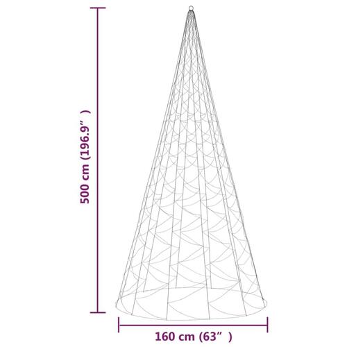 Juletræ til flagstang 1400 LED'er 500 cm blåt lys