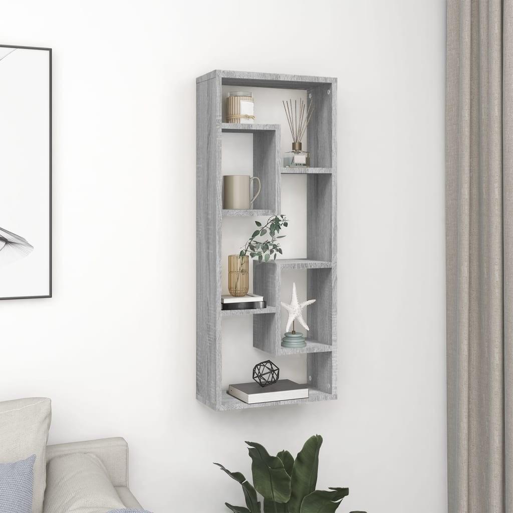 Væghylde 36x16x90 cm konstrueret træ grå sonoma-eg