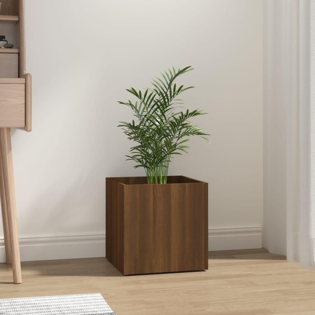 Plantekasse 40x40x40 cm konstrueret træ brun egetræsfarve