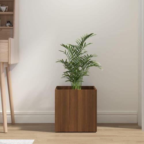 Plantekasse 40x40x40 cm konstrueret træ brun egetræsfarve