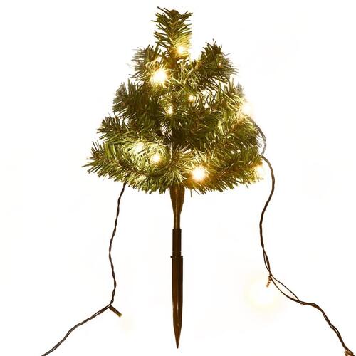 Juletræer til havesti 6 stk. med LED-lys 45 cm PVC varm hvid