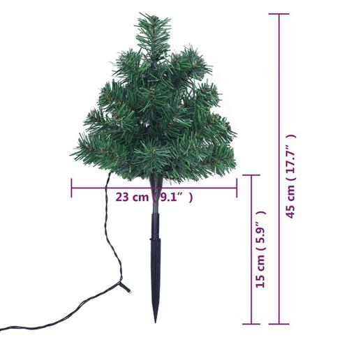 Juletræer til havesti 6 stk. med LED-lys 45 cm PVC varm hvid