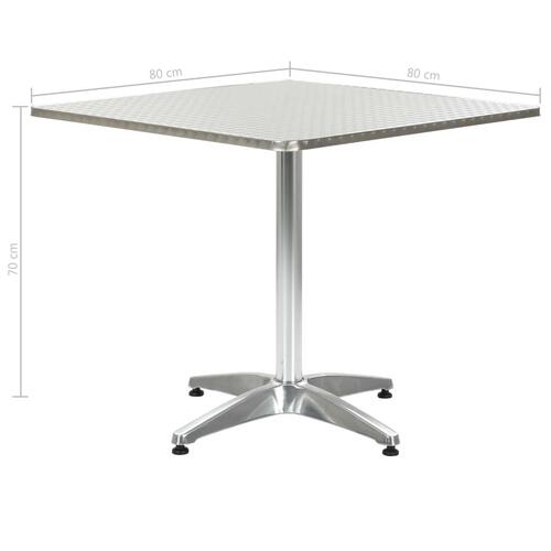 Havebord 80 x 80 x 70 cm aluminium sølvfarvet