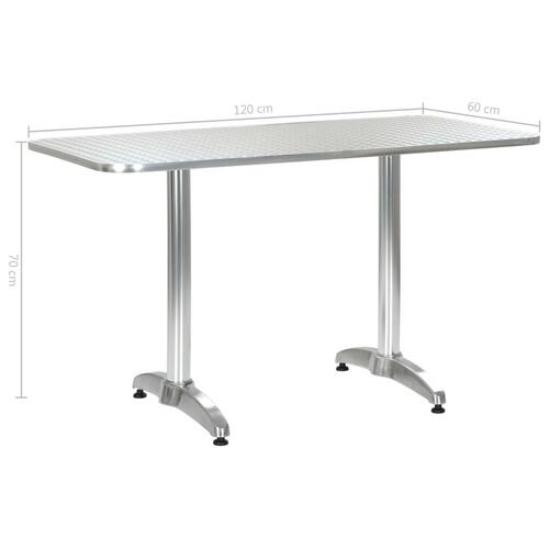 Havebord 120 x 60 x 70 cm aluminium sølvfarvet