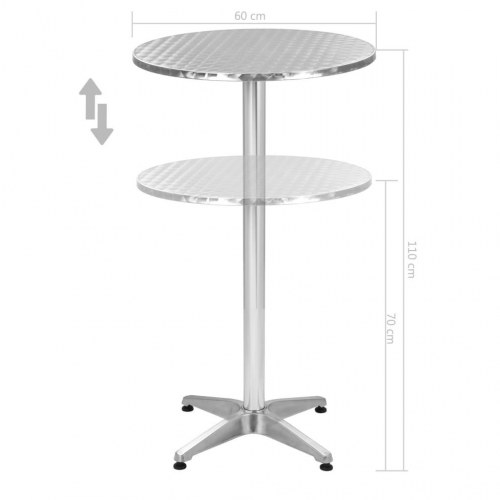 Foldbart havebord 60 x (70-110) cm aluminium sølvfarvet