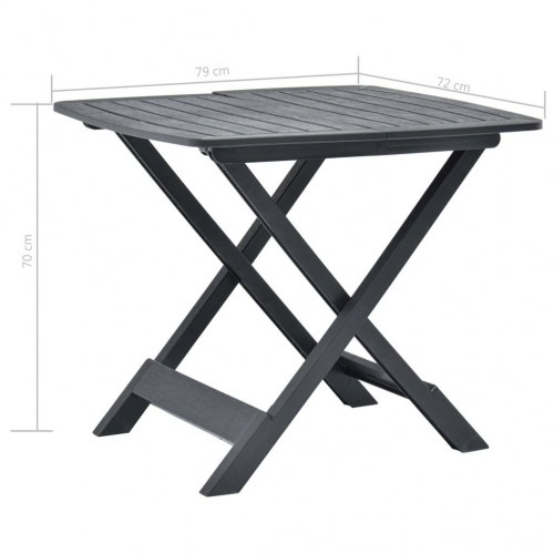 Foldbart havebord 79 x 72 x 70 cm plastik antracitgrå