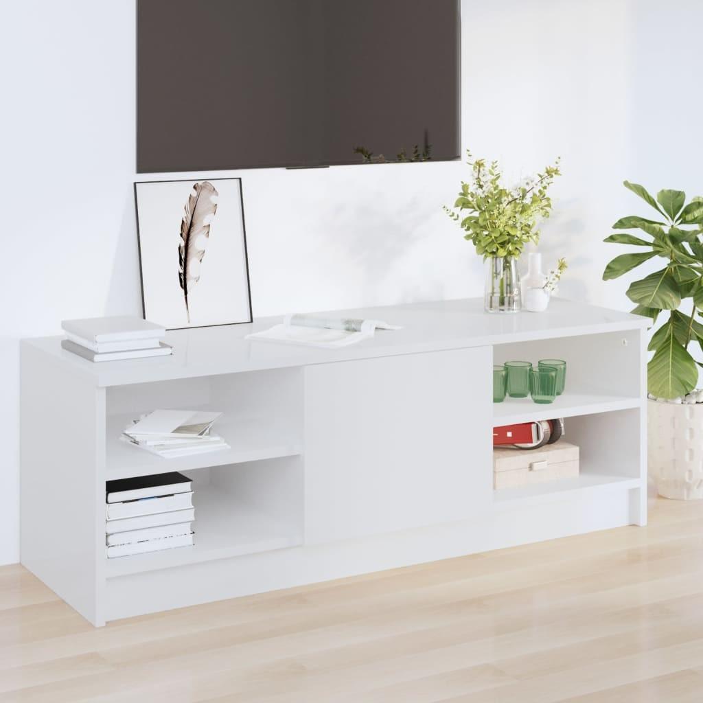 Tv-bord 102x35,5x36,5 cm konstrueret træ hvid højglans