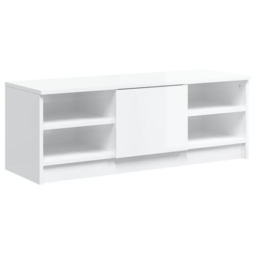 Tv-bord 102x35,5x36,5 cm konstrueret træ hvid højglans