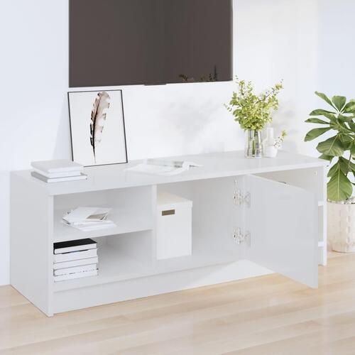 Tv-bord 102x35,5x36,5 cm konstrueret træ hvid højglans