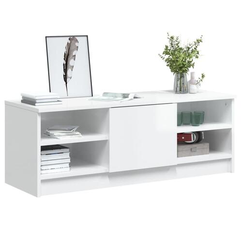 Tv-bord 102x35,5x36,5 cm konstrueret træ hvid højglans