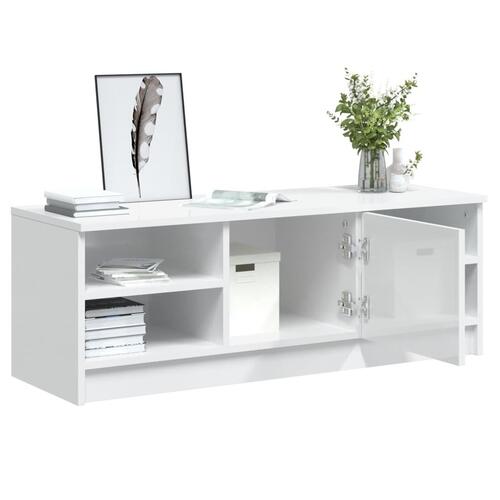 Tv-bord 102x35,5x36,5 cm konstrueret træ hvid højglans