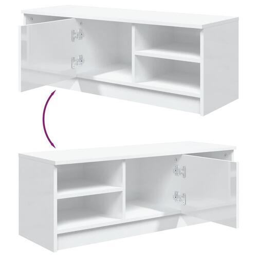 Tv-bord 102x35,5x36,5 cm konstrueret træ hvid højglans