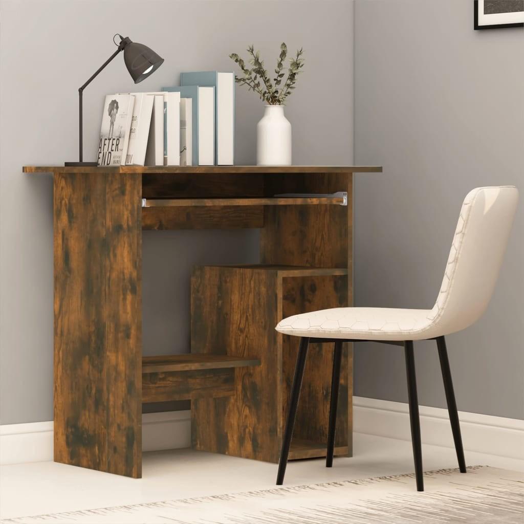 Skrivebord 80x45x74 cm konstrueret træ røget egetræsfinish