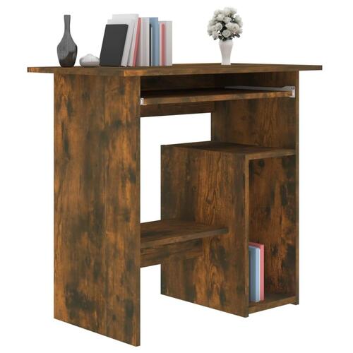 Skrivebord 80x45x74 cm konstrueret træ røget egetræsfinish