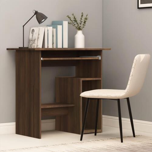 Skrivebord 80x45x74 cm konstrueret træ brun egetræsfarve